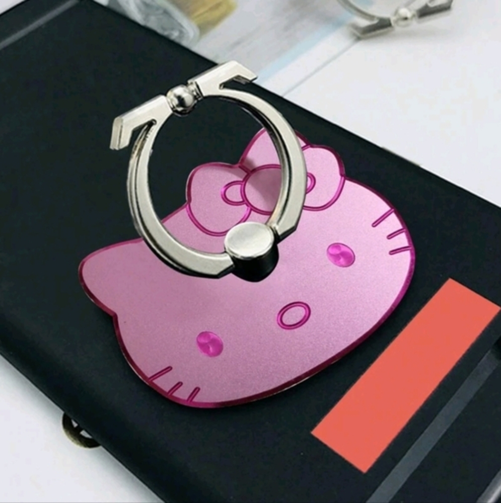 360 Rotating Cute Hello Kitty Phone Ring Tablet Stand Holder Pink W/ Hot Pink